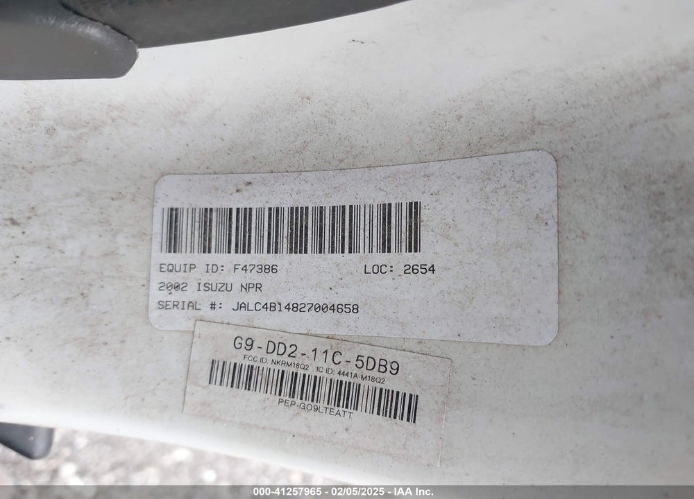 2002 ISUZU NPR VIN: JALC4B14827004658