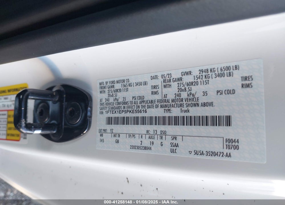 2023 FORD F-150 VIN: 1FTEX1EP5PKE55616