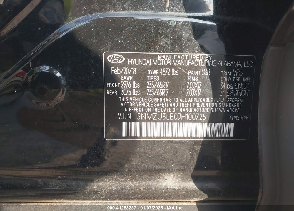 2018 HYUNDAI SANTA FE SPORT 2.4L VIN: 5NMZU3LB0JH100725
