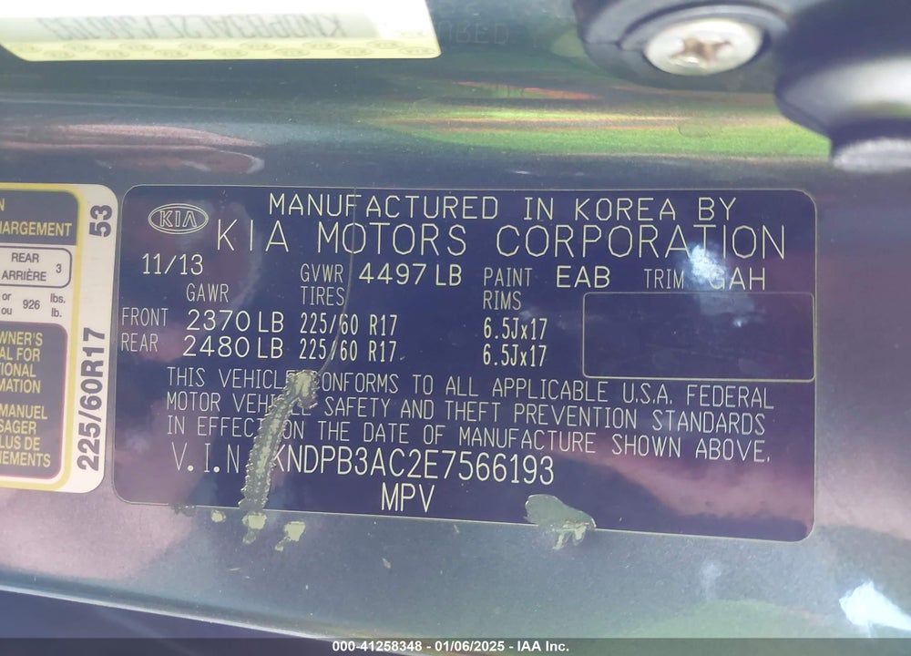 2014 KIA SPORTAGE LX VIN: KNDPB3AC2E7566193
