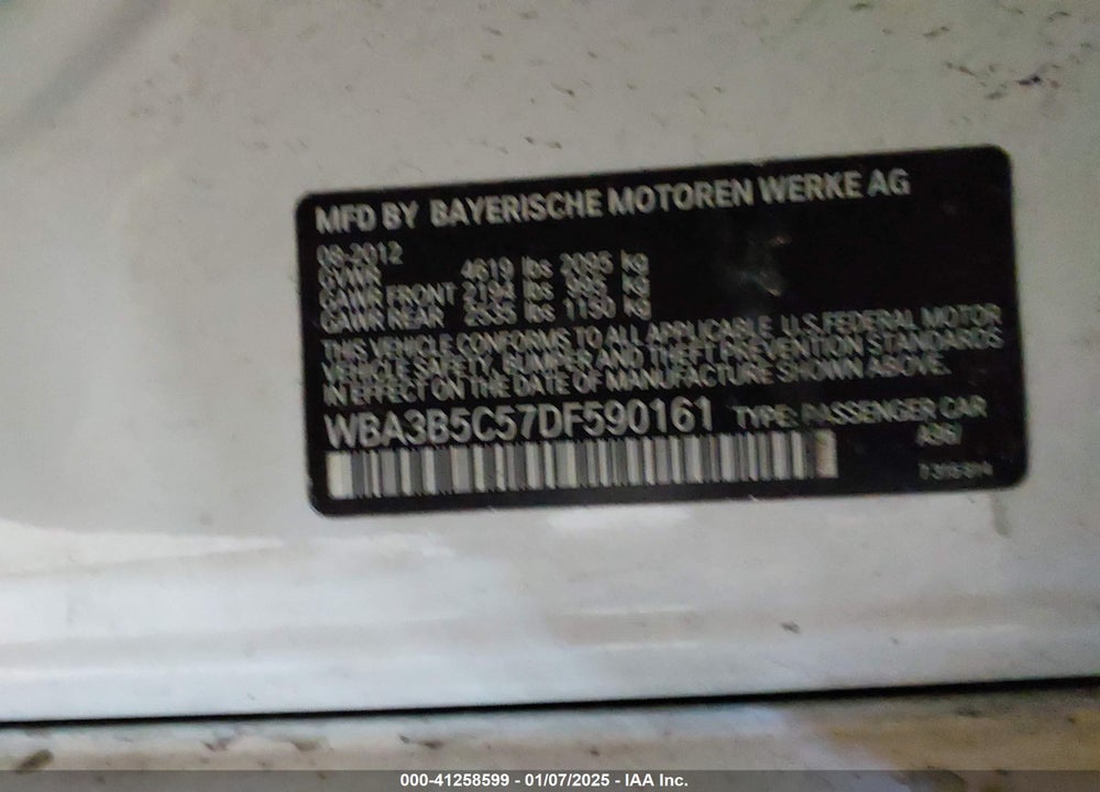 2013 BMW 328 VIN: WBA3B5C57DF590161