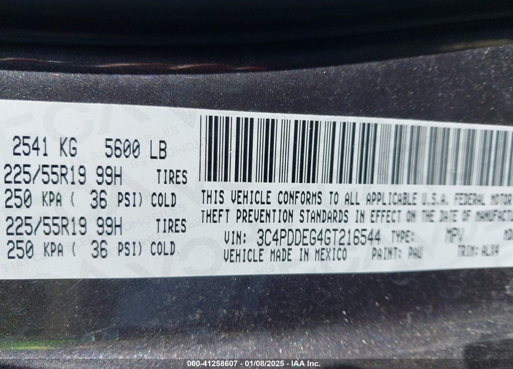 2016 DODGE JOURNEY R/T VIN: 3C4PDDEG4GT216544