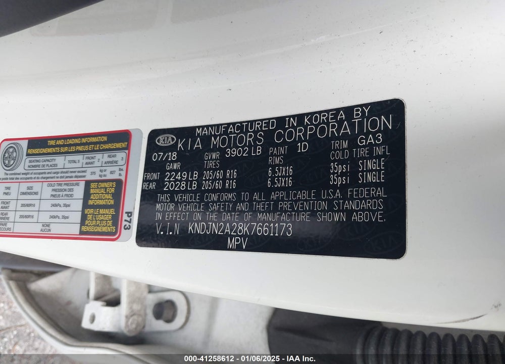 2019 KIA SOUL VIN: KNDJN2A28K7661173