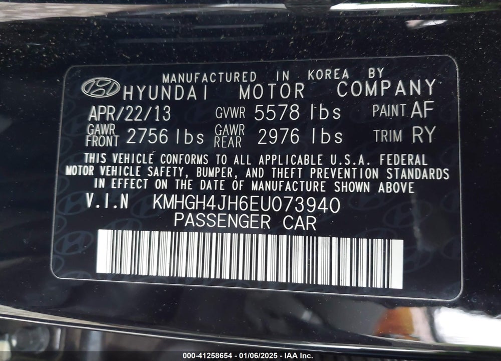 2014 HYUNDAI EQUUS VIN: KMHGH4JH6EU073940