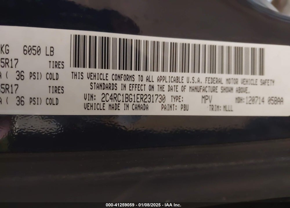 2014 CHRYSLER TOWN & COUNTRY TOURING VIN: 2C4RC1BG1ER231730