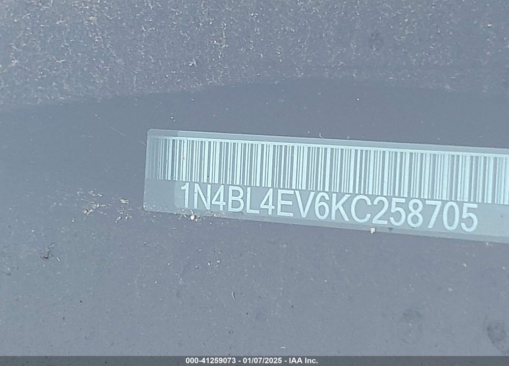 2019 NISSAN ALTIMA 2.5 SL VIN: 1N4BL4EV6KC258705