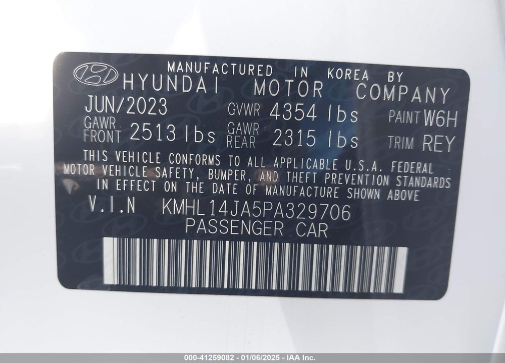 2023 HYUNDAI SONATA SEL VIN: KMHL14JA5PA329706