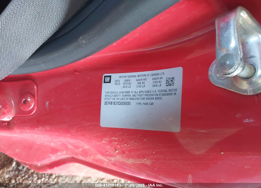 2012 CHEVROLET CAMARO LT VIN: 2G1FB1E37C9206030