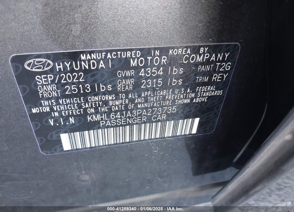 2023 HYUNDAI SONATA SEL VIN: KMHL64JA3PA273735