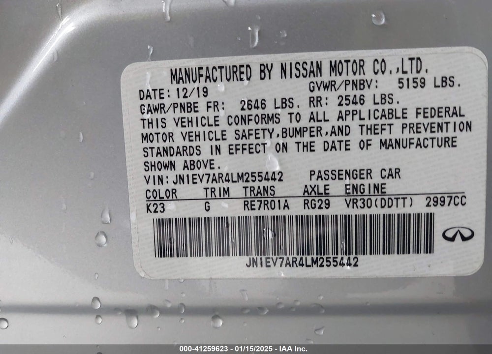 2020 INFINITI Q50 VIN: JN1EV7AR4LM255442