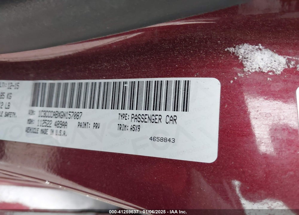2016 CHRYSLER 200 VIN: 1C3CCCABXGN157087