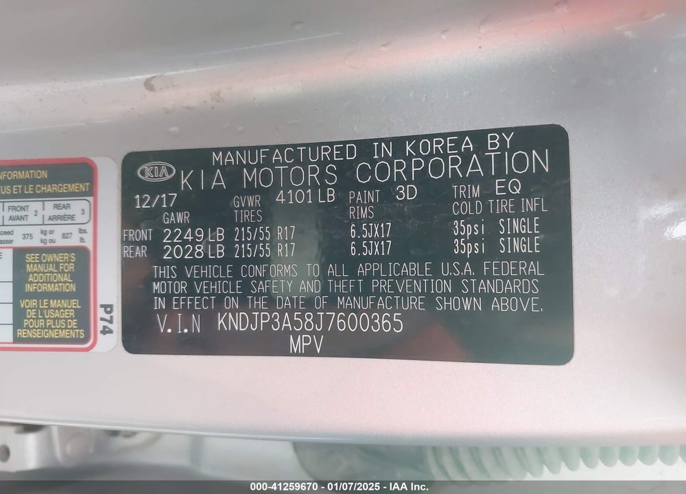 2018 KIA SOUL VIN: KNDJP3A58J7600365