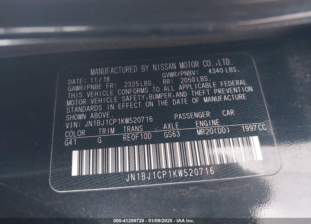 2019 NISSAN ROGUE SPORT S VIN: JN1BJ1CP1KW520716