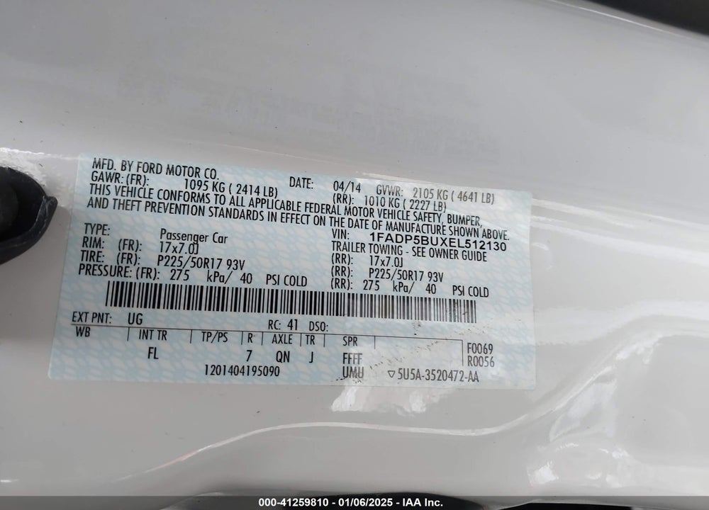 2014 FORD C-MAX VIN: 1FADP5BUXEL512130