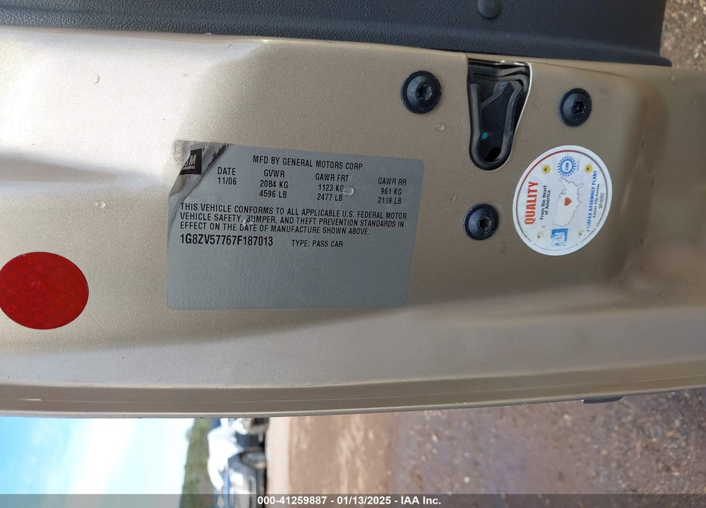 2007 SATURN AURA XR VIN: 1G8ZV57767F187013