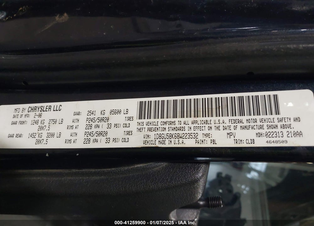 2008 DODGE NITRO SLT/RT VIN: 1D8GU58K68W223532