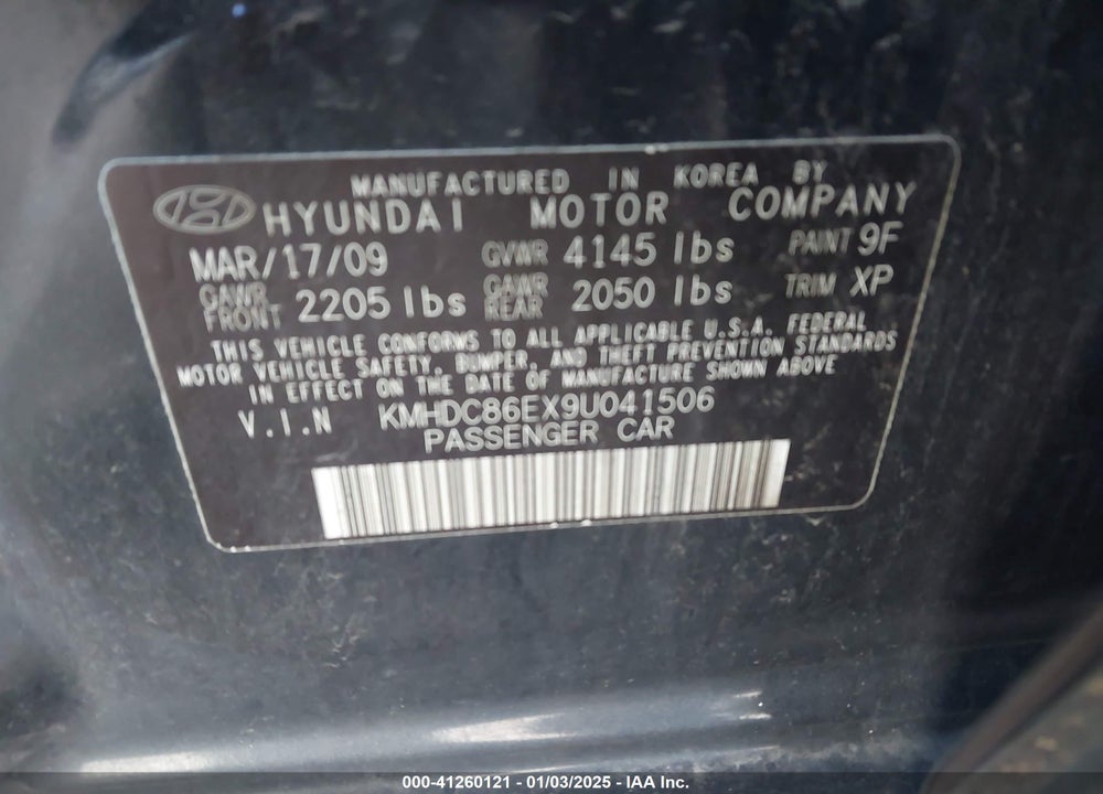 2009 HYUNDAI ELANTRA TOURING VIN: KMHDC86EX9U041506