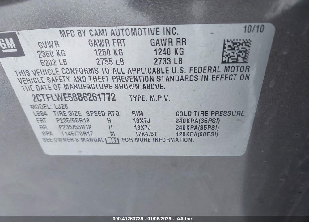 2011 GMC TERRAIN SLT-2 VIN: 2CTFLWE58B6261772