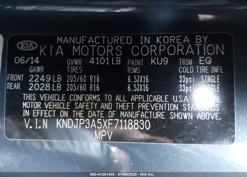 2015 KIA SOUL VIN: KNDJP3A5XF7118830
