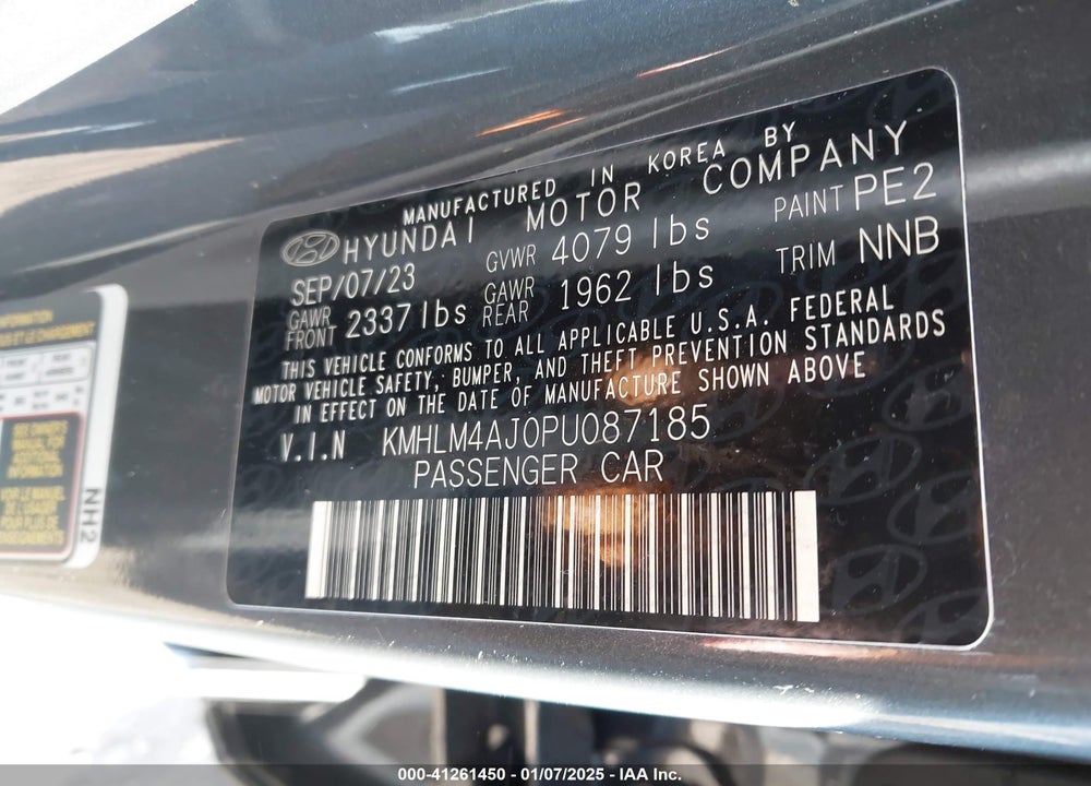 2023 HYUNDAI ELANTRA HYBRID VIN: KMHLM4AJ0PU087185