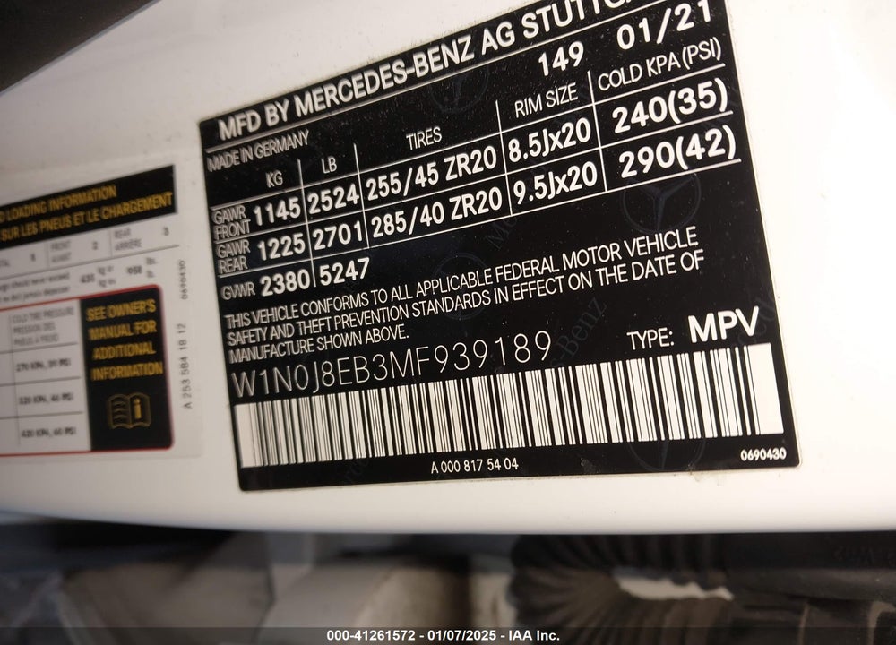 2021 MERCEDES-BENZ GLC 300 4MATIC COUPE VIN: W1N0J8EB3MF939189