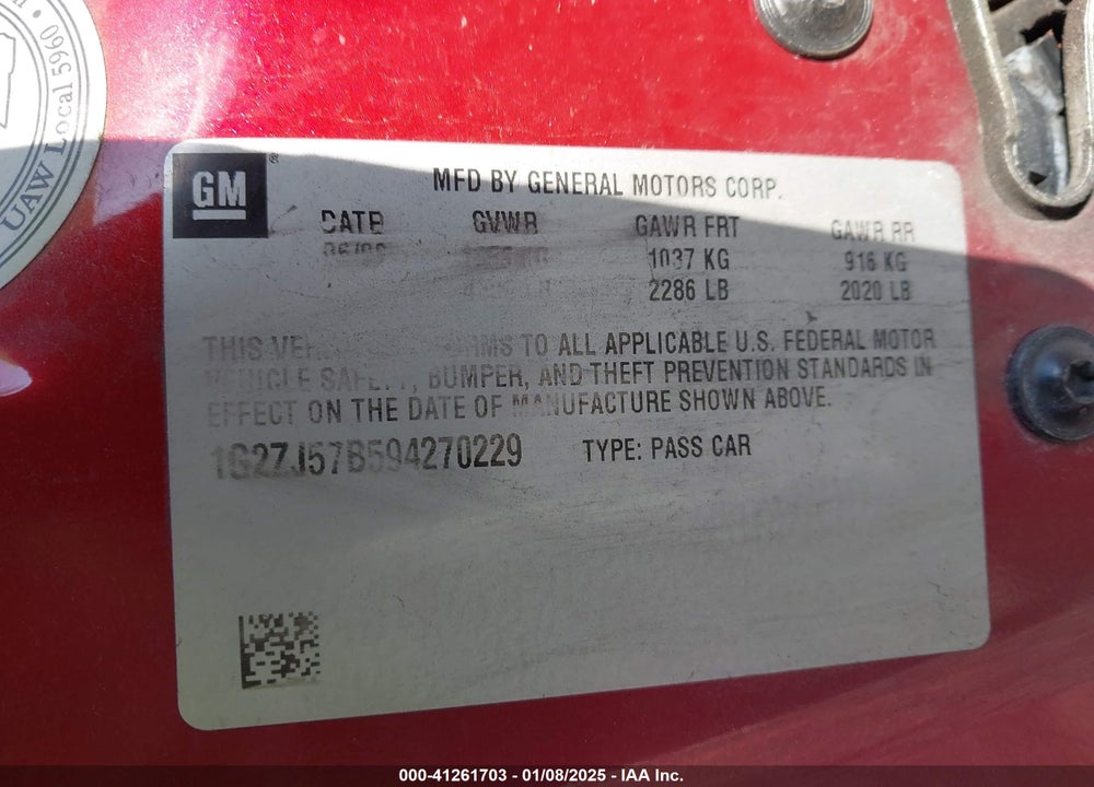 2009 PONTIAC G6 NEW SE VIN: 1G2ZJ57B594270229