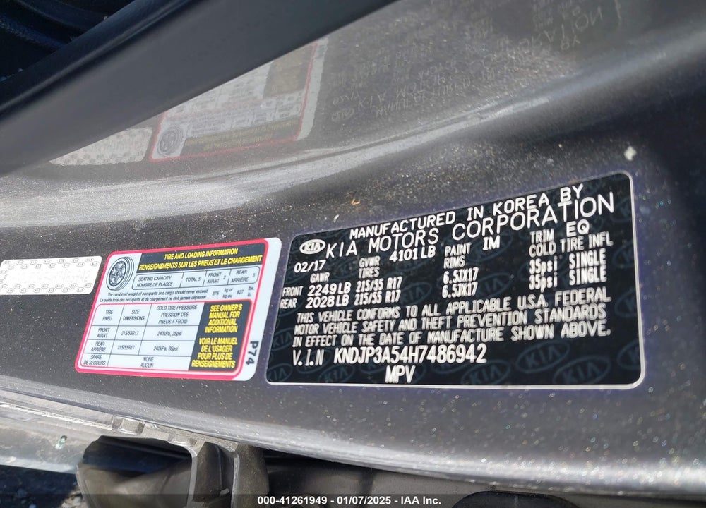 2017 KIA SOUL VIN: KNDJP3A54H7486942