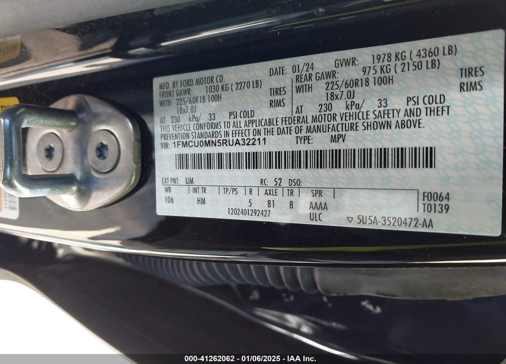 2024 FORD ESCAPE ST LINE VIN: 1FMCU0MN5RUA32211