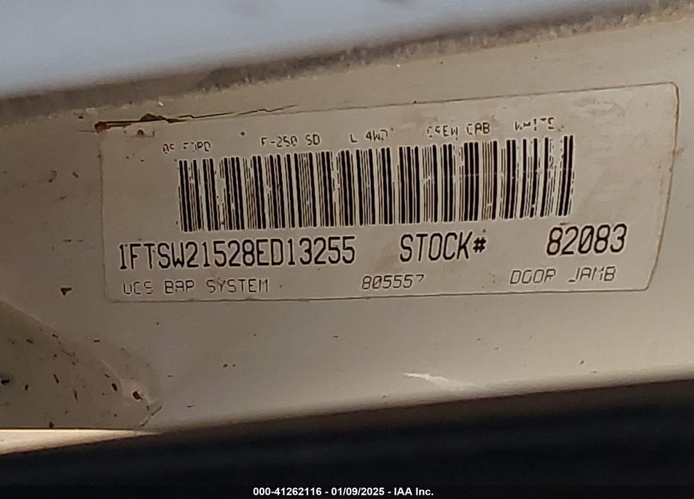 2008 FORD F-250 VIN: 1FTSW21528ED13255