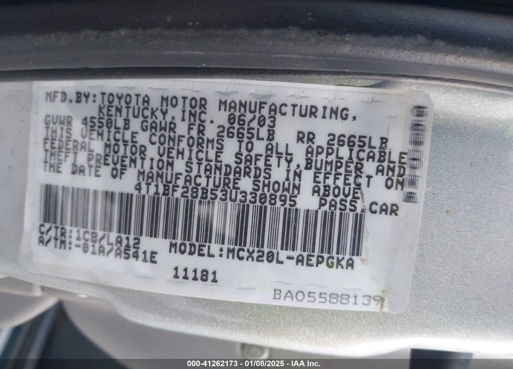 2003 TOYOTA AVALON XLS VIN: 4T1BF28B53U330895