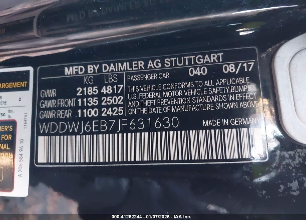 2018 MERCEDES-BENZ AMG C 43 VIN: WDDWJ6EB7JF631630
