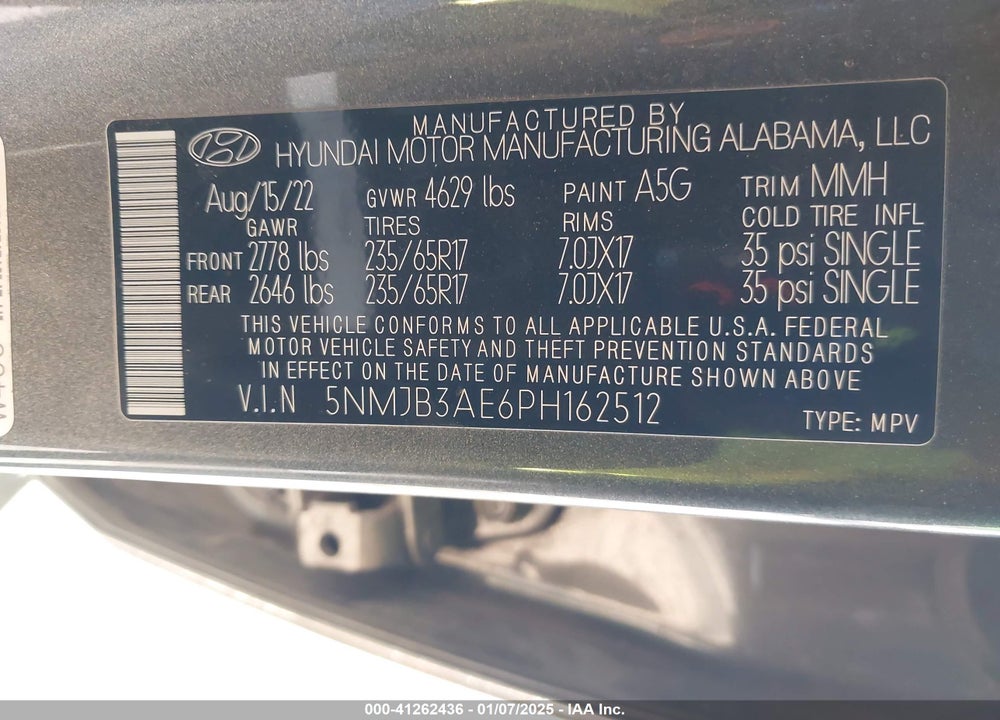 2023 HYUNDAI TUCSON SEL VIN: 5NMJB3AE6PH162512