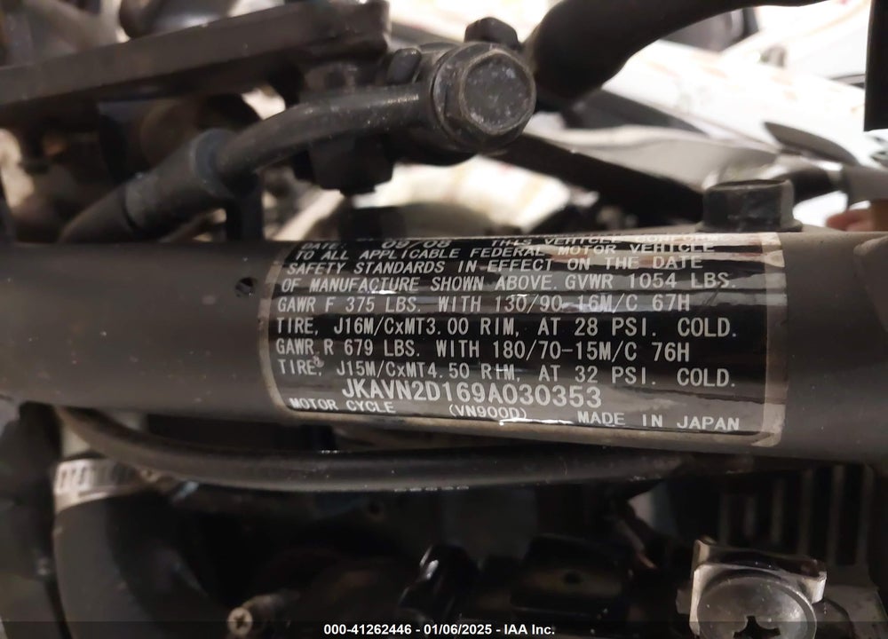 2009 KAWASAKI VN900 D VIN: JKAVN2D169A030353