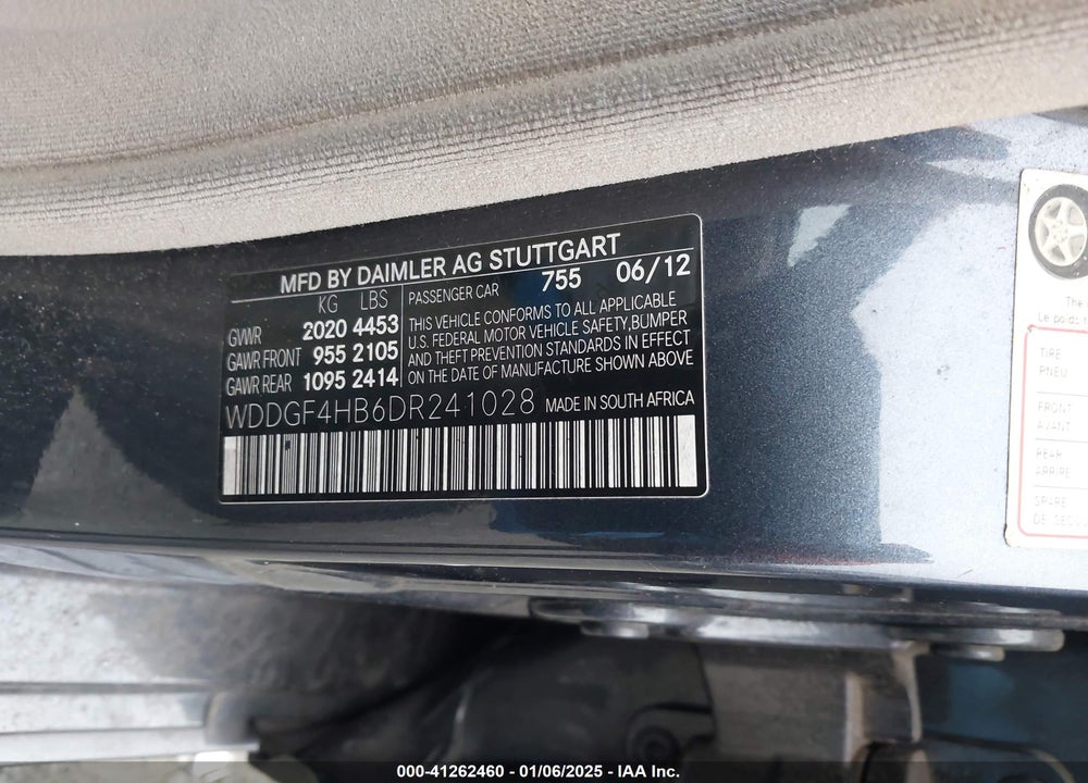 2013 MERCEDES-BENZ C 250 VIN: WDDGF4HB6DR241028