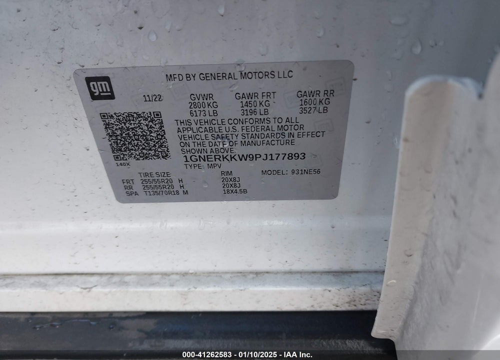 2023 CHEVROLET TRAVERSE FWD PREMIER VIN: 1GNERKKW9PJ177893