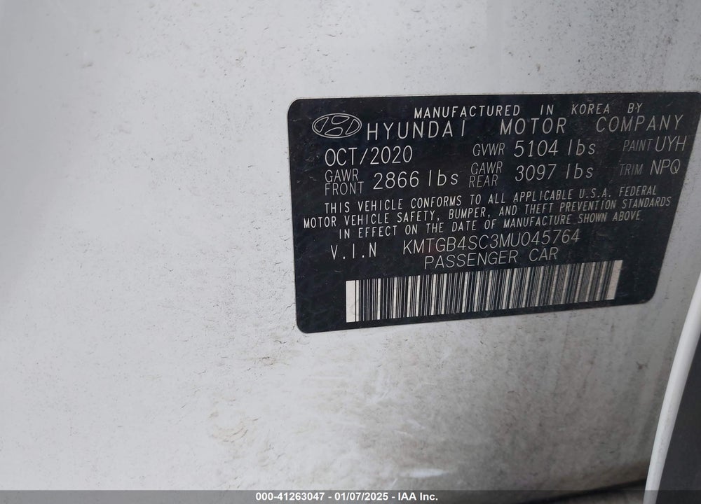 2021 GENESIS G80 2.5T RWD VIN: KMTGB4SC3MU045764