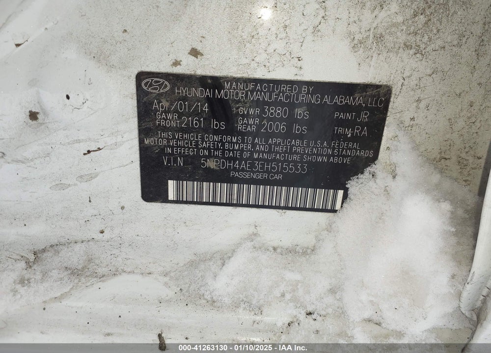 2014 HYUNDAI ELANTRA VIN: 5NPDH4AE3EH515533