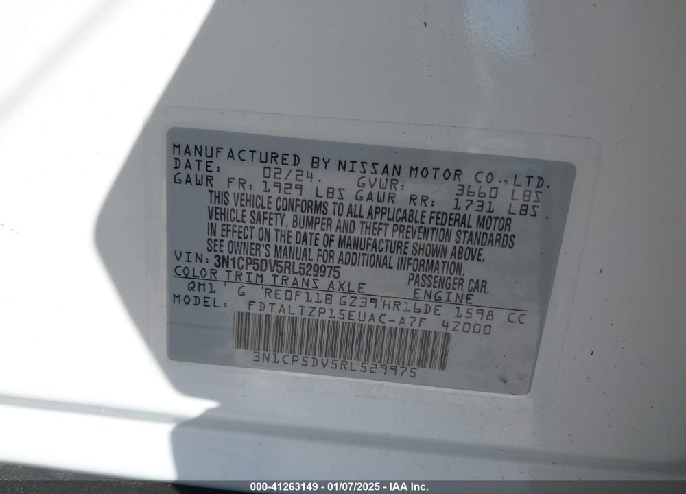 2024 NISSAN KICKS SR XTRONIC CVT VIN: 3N1CP5DV5RL529975