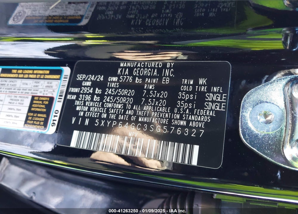 2025 KIA TELLURIDE VIN: 5XYP64GC3SG576327