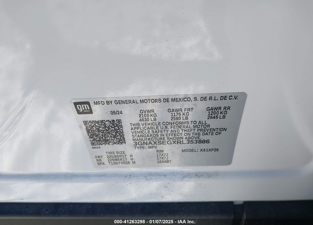 2024 CHEVROLET EQUINOX AWD LS VIN: 3GNAXSEGXRL353886