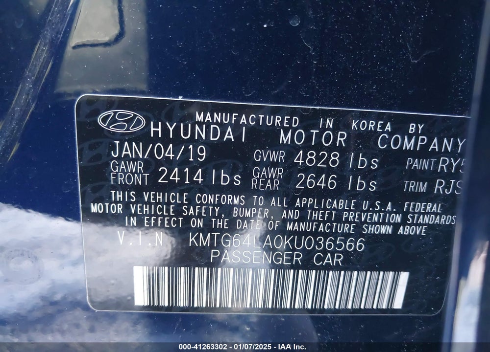 2019 GENESIS G70 VIN: KMTG64LA0KU036566