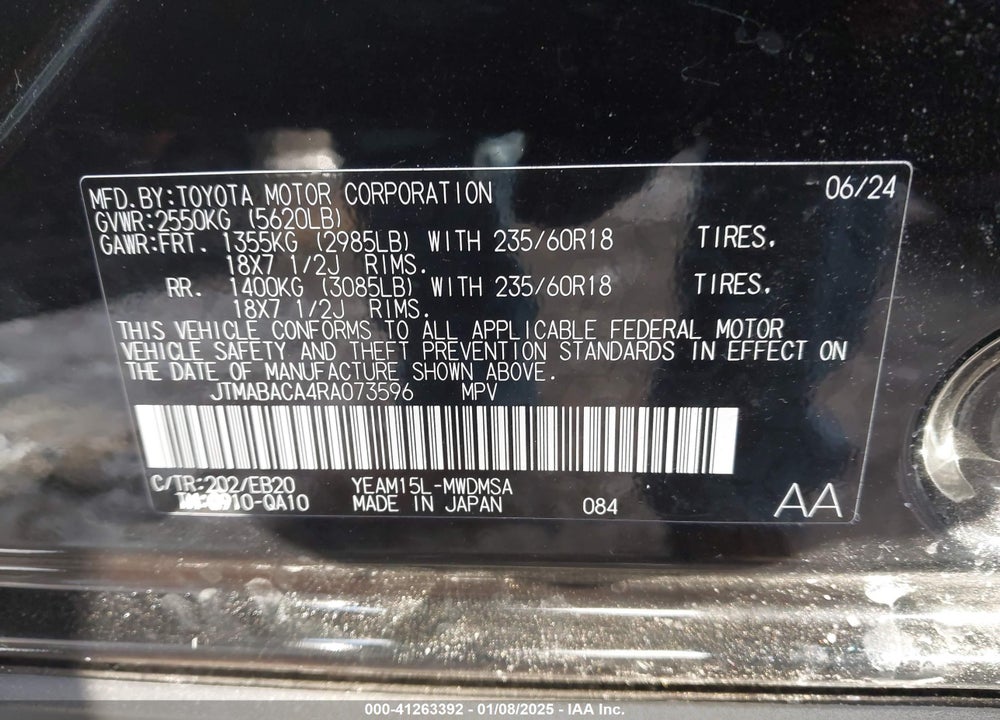 2024 TOYOTA BZ4X XLE VIN: JTMABACA4RA073596