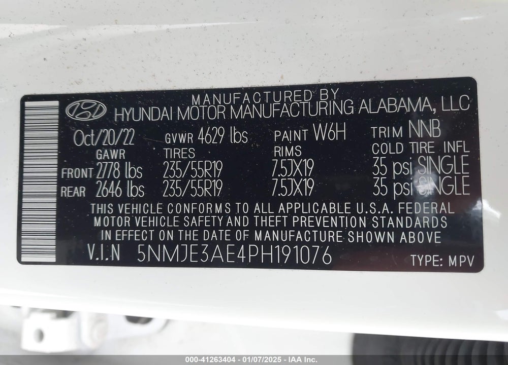 2023 HYUNDAI TUCSON LIMITED VIN: 5NMJE3AE4PH191076