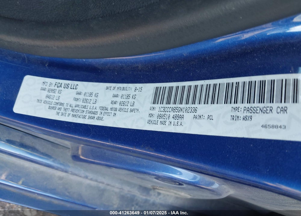 2016 CHRYSLER 200 VIN: 1C3CCCAB5GN102336