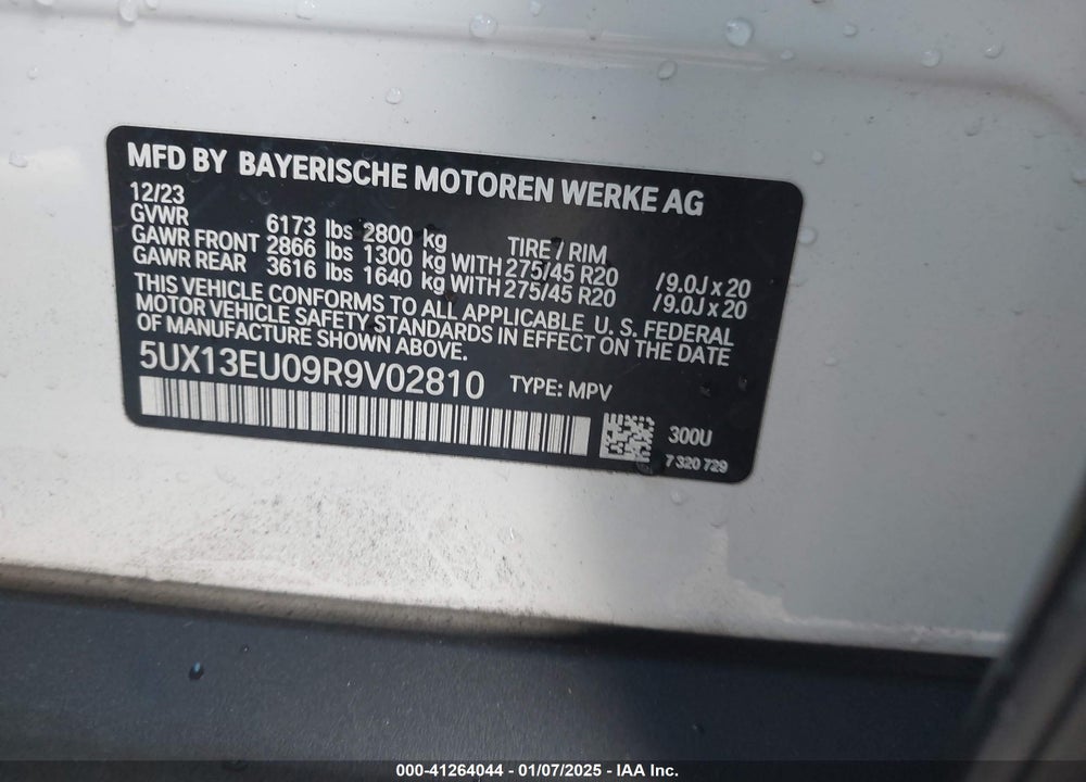 2024 BMW X5 SDRIVE40I VIN: 5UX13EU09R9V02810