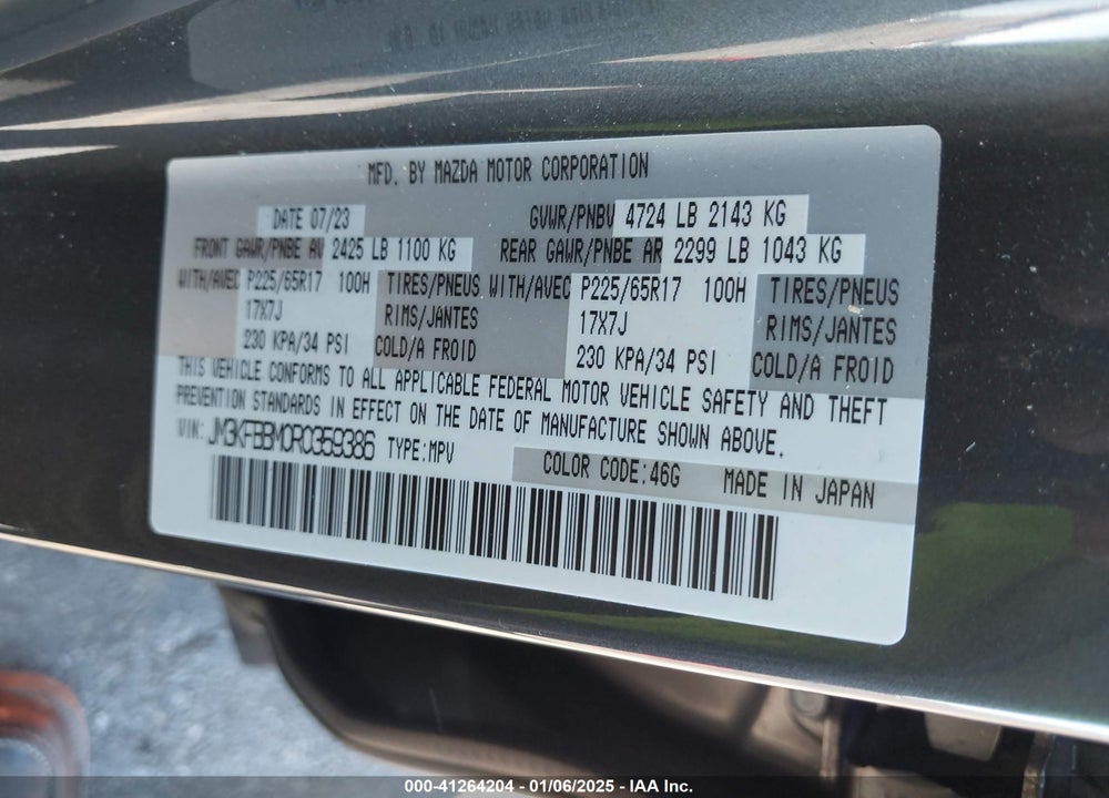 2024 MAZDA CX-5 2.5 S SELECT VIN: JM3KFBBM0R0359386