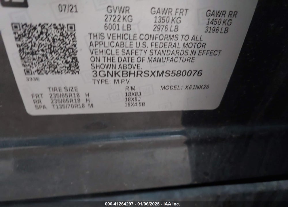 2021 CHEVROLET BLAZER AWD 2LT VIN: 3GNKBHRSXMS580076