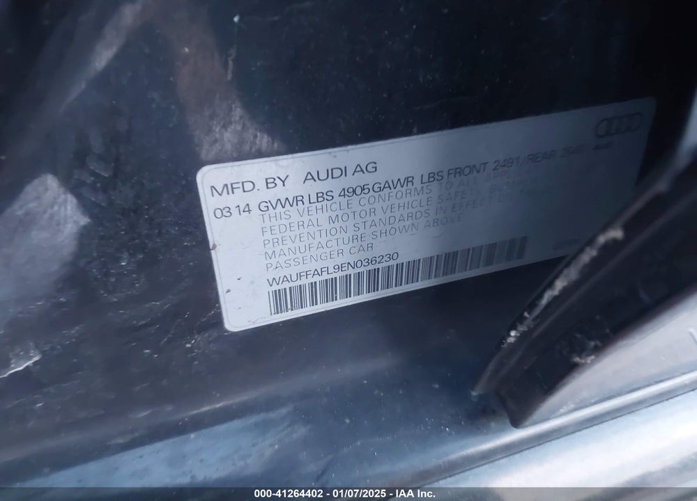 2014 AUDI A4 VIN: WAUFFAFL9EN036230