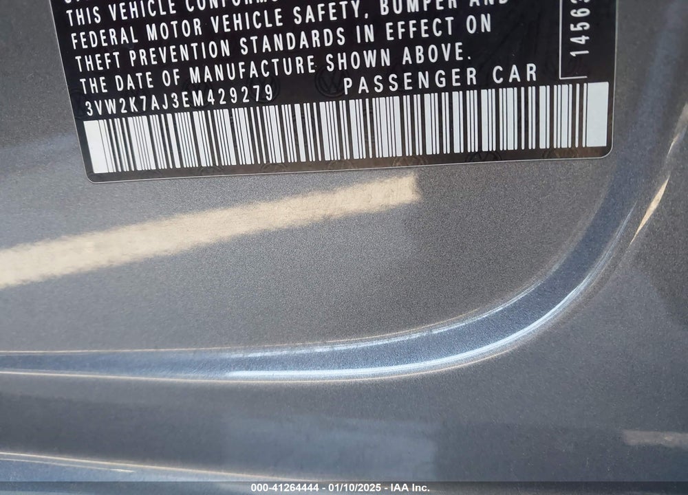 2014 VOLKSWAGEN JETTA VIN: 3VW2K7AJ3EM429279