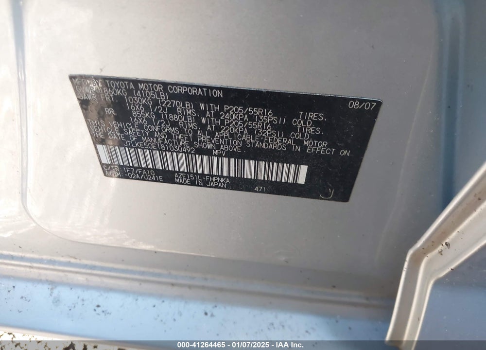 2008 SCION XB VIN: JTLKE50E181030492
